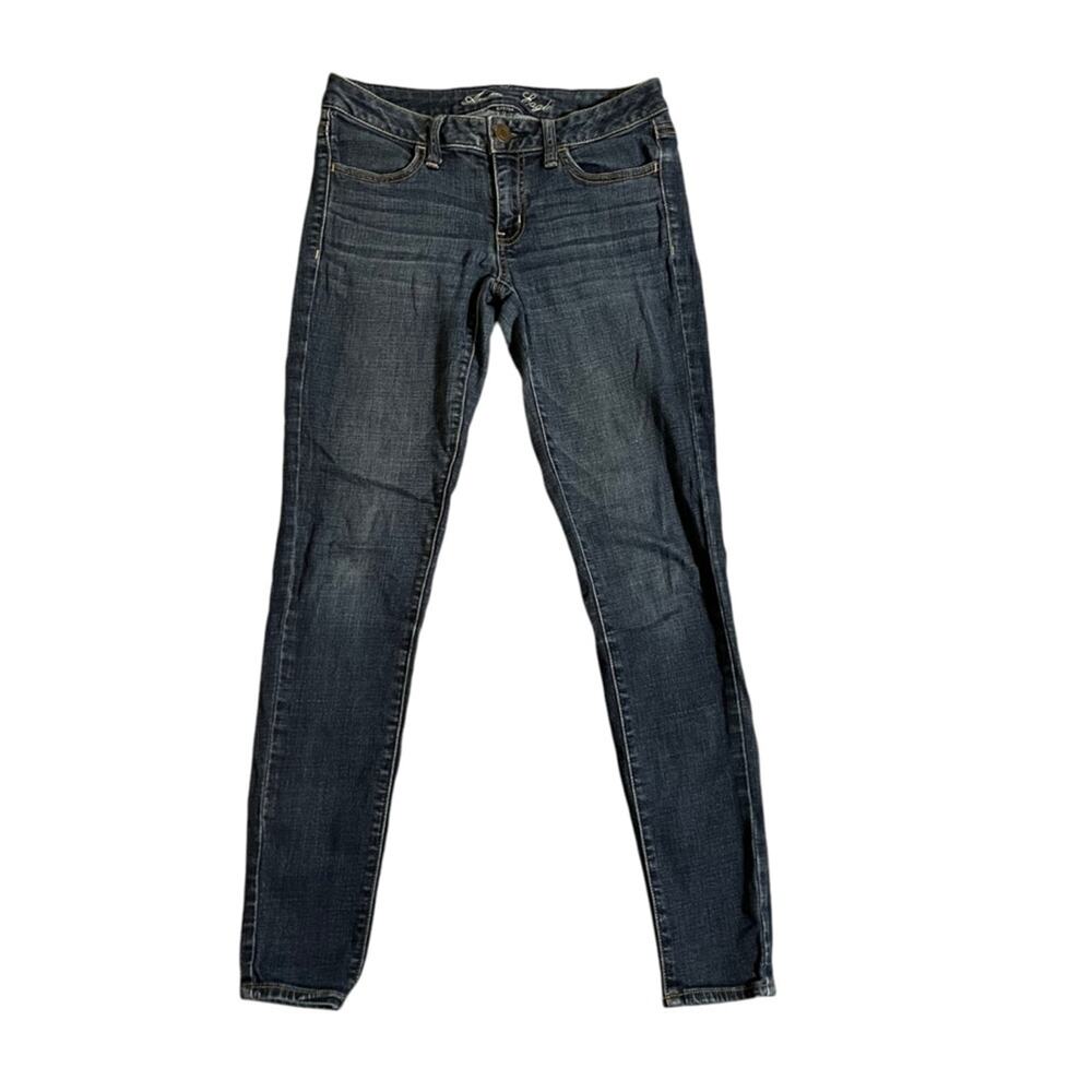 American Eagle Womens Jegging Size 6 Stretch  Medium Wash Whiskered Denim Jeans
